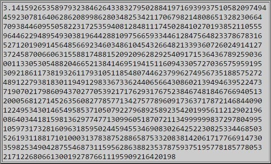 First 500 digits of pi
