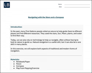 Navigating with the stars and compass resource from Treaty Six Education Council