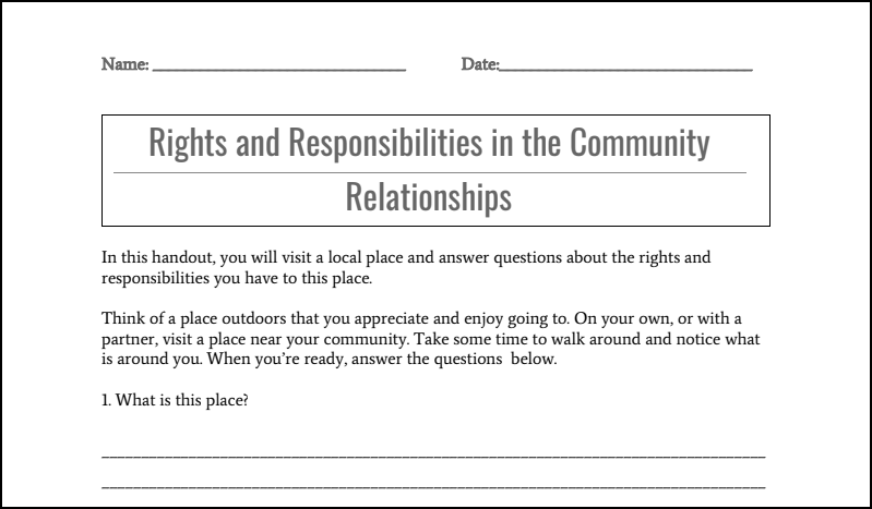 Fourth resource: Rights and Responsibilities in the Community